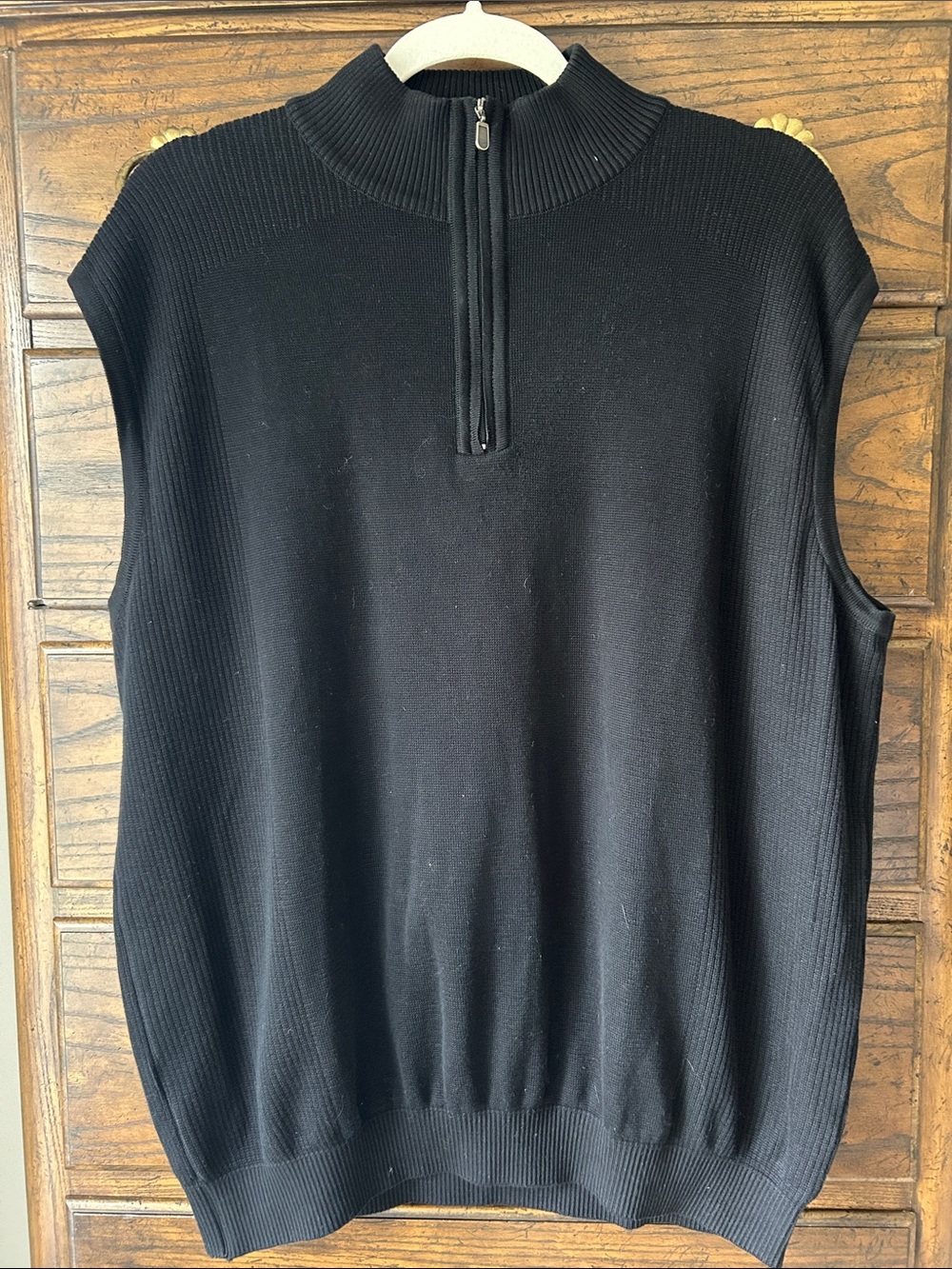 Men's St. Croix Dark Navy Cotton Blend Zip-Front Sleeveless Knit Vest, Size XL